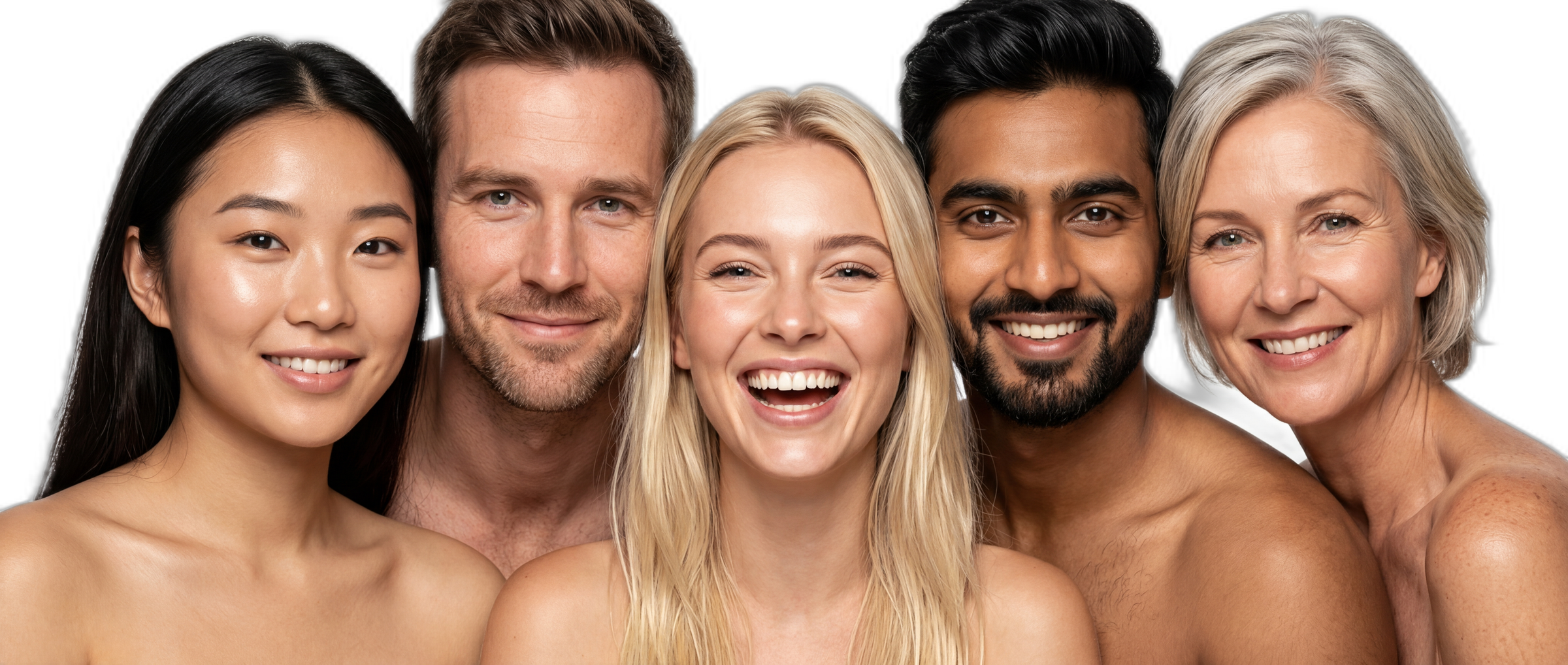 Happy diverse patients smiling